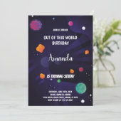 Aangepaste Galaxy Rocket & Astronaut Kinder feestu Kaart (Staand voorkant)