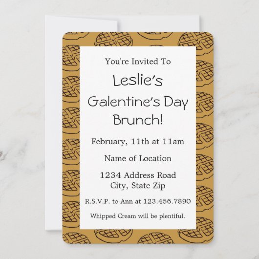 Aangepaste galentijnsdag Brunch Waffle Uitnodiging (Voorkant)