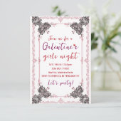Aangepaste Galentine-feestuitnodiging RSVP Kaartje (Staand voorkant)