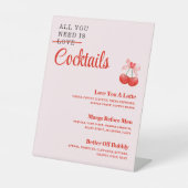 Aangepaste Galentine's Day Party Cocktail Drinken Reclamebord Met Voetstuk (Voorkant)