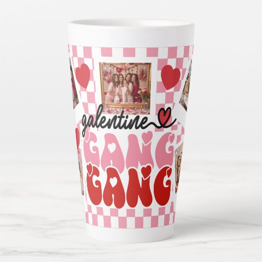 Aangepaste Galentine's Gang Fotocollage Latte Mok (Voorkant)