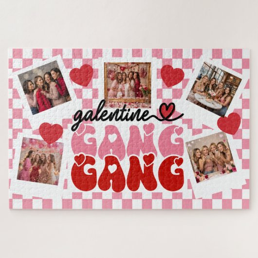 Aangepaste Galentine's Gang Fotocollage Legpuzzel (Horizontaal)