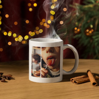 Aangepaste galerij van drie foto's koffiemok