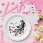 Aangepaste galoping Horse Sketch Birthday Papieren Bordje (Feest)