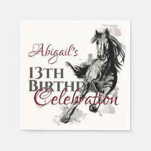 Aangepaste galoping Horse Sketch Birthday Servet