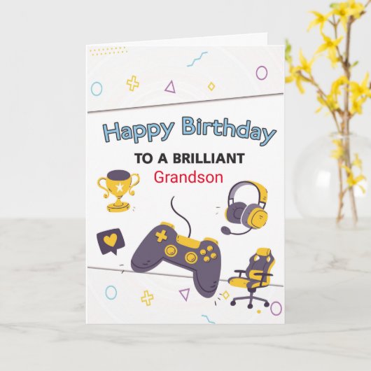 Aangepaste gamekaart voor kleinzoon + kaart (Gele Bloem)