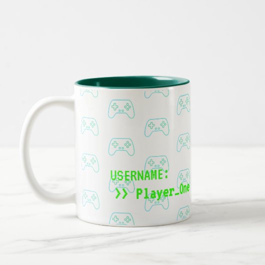 Aangepaste Gamer-Mok – Herhalende Game Controllers Tweekleurige Koffiemok (Links)