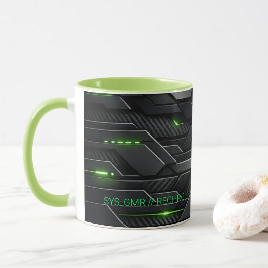 Aangepaste Gamer & Programmeur Oplaadmok Mok (Met donut)