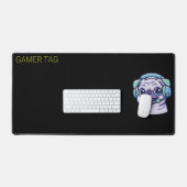 Aangepaste Gamer Pug Zuur Groen Zwarte Bureaumat (Keyboard & Muis)
