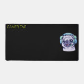 Aangepaste Gamer Pug Zuur Groen Zwarte Bureaumat (Voorkant)