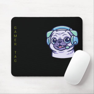 Aangepaste Gamer Pug Zwart Acid Groen Professionee Muismat