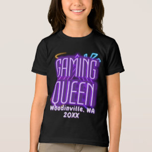 Aangepaste Gaming Queen voor Gamer Locatie Datum N Tri-Blend Shirt