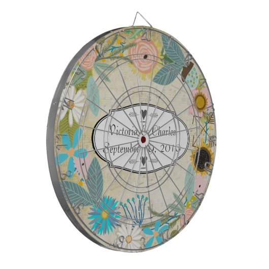 Aangepaste Garland Floral Wedding Dartbord (Voorkant Links)