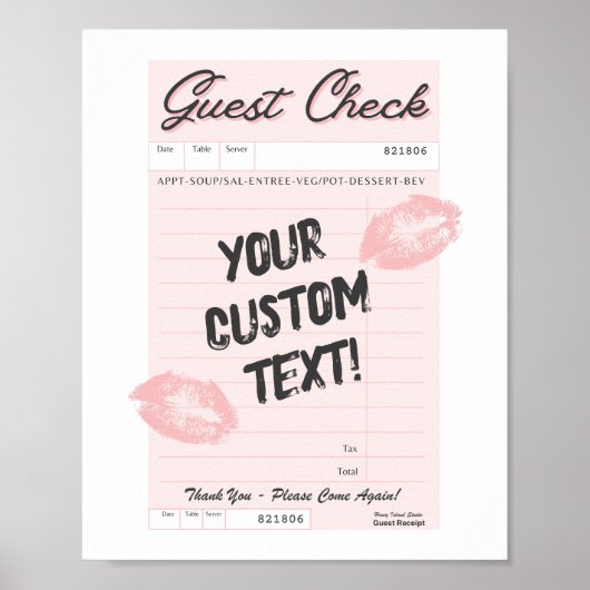 Aangepaste gastcheck Gepersonaliseerde offerte Roz Poster (Voorkant)