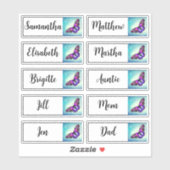 Aangepaste Gastenlijst 10 Namen Kalligrafie Vlinde Sticker (Vel)