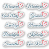 Aangepaste Gastenlijst 10 Namen Rode Kalligrafie H Sticker (Voorkant)