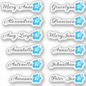 Aangepaste gastenlijst 12 Namen Calligrafie Hawaii Sticker (Voorkant)
