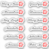 Aangepaste gastenlijst 12 namen Calligrafie Hawaii Sticker (Voorkant)