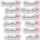 Aangepaste Gastenlijst 12 Namen Kalligrafie Peach Sticker (Voorkant)