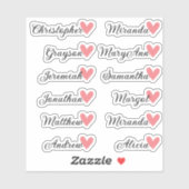Aangepaste Gastenlijst 12 Namen Kalligrafie Peach Sticker (Vel)