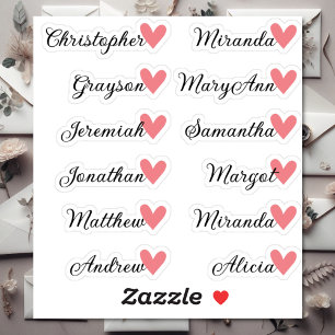 Aangepaste Gastenlijst 12 Namen Kalligrafie Peach Sticker