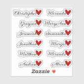 Aangepaste Gastenlijst 12 Namen Kalligrafie Rood H Sticker (Vel)