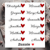 Aangepaste Gastenlijst 12 Namen Kalligrafie Rood H Sticker