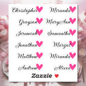 Aangepaste Gastenlijst 12 Namen Kalligrafie Roze H Sticker