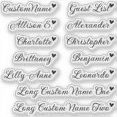 Aangepaste gastenlijst 12 namen Kalligrafie Tiny H Sticker (Voorkant)