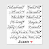 Aangepaste gastenlijst 12 namen Kalligrafie Tiny H Sticker (Vel)