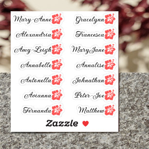 Aangepaste Gastenlijst 14 Namen Kalligrafie Hawaii Sticker