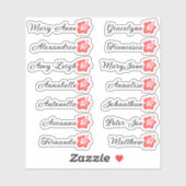 Aangepaste Gastenlijst 14 Namen Kalligrafie Hawaii Sticker (Vel)