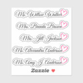 Aangepaste Gastenlijst 5 Lange Namen Kalligrafie H Sticker (Vel)