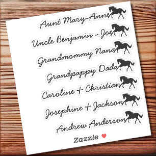 Aangepaste gastenlijst 7 Namen Calligrafie Paarden Sticker