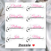 Aangepaste Gastenlijst 8 Namen Roze Kalligrafie St Sticker