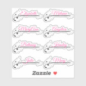 Aangepaste Gastenlijst 8 Namen Roze Kalligrafie St Sticker (Vel)