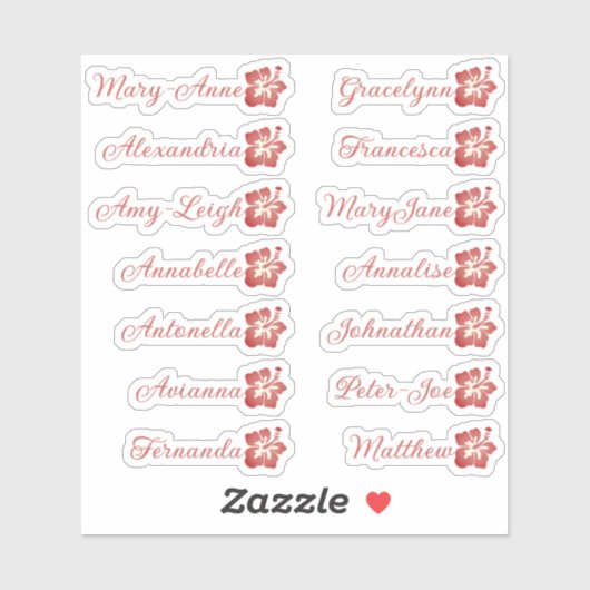 Aangepaste Gastenlijst Naam Kalligrafie Hawaii Sof Sticker (Vel)