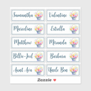 Aangepaste gastlijst 10 namen Calligrafie Boeket Sticker