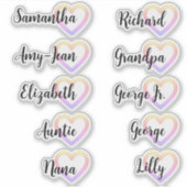 Aangepaste gastlijst 10 namen Calligrafie Ombre Ha Sticker (Voorkant)