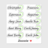 Aangepaste gastlijst 10 namen kalligrafie halve ha sticker (Vel)