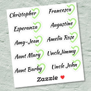 Aangepaste gastlijst 10 namen kalligrafie halve ha sticker