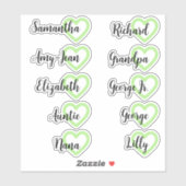 Aangepaste gastlijst 10 namen kalligrafie Mint Har Sticker (Vel)