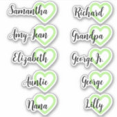 Aangepaste gastlijst 10 namen kalligrafie Mint Har Sticker (Voorkant)
