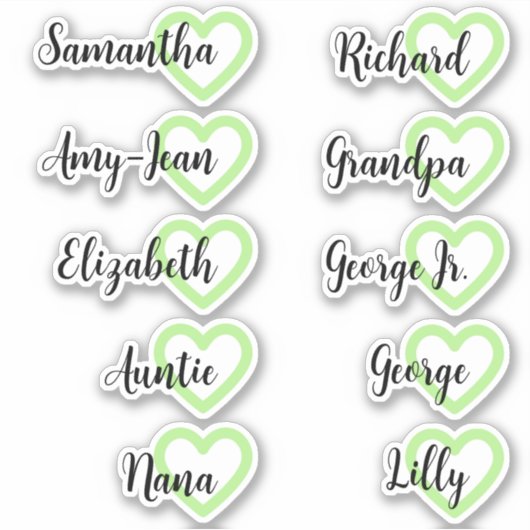 Aangepaste gastlijst 10 namen kalligrafie Mint Har Sticker (Voorkant)