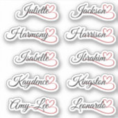 Aangepaste gastlijst 10 namen rode kalligrafie har sticker (Voorkant)