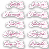 Aangepaste gastlijst 10 namen Roze kalligrafie Har Sticker (Voorkant)