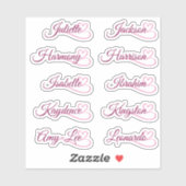 Aangepaste gastlijst 10 namen Roze kalligrafie Har Sticker (Vel)