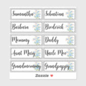 Aangepaste gastlijst 10 namen Vergeet-mij-nietjes  Sticker (Vel)