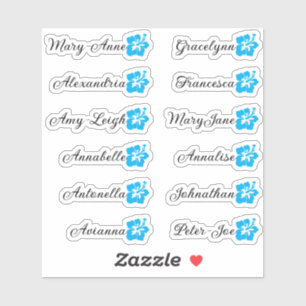 Aangepaste gastlijst 12 namen kalligrafie Hawaï bl Sticker