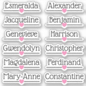 Aangepaste gastlijst 12 namen Roze liefdeshartlijn Sticker (Voorkant)